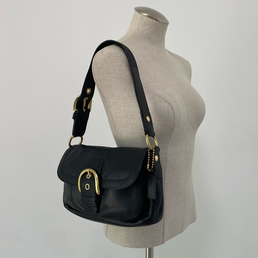 Coach Soho Black Leather Shoulder Bag with Gold Hardware - Like New Condition